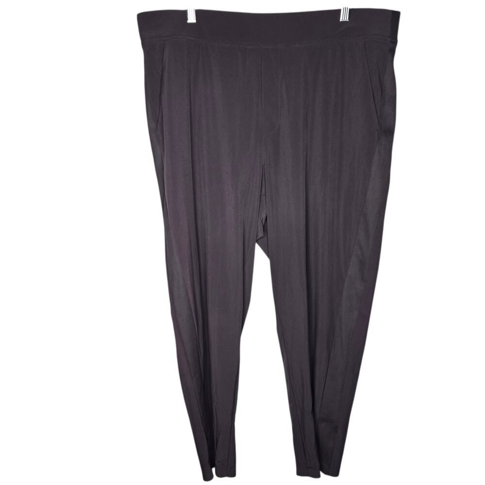 Athleta Brooklyn Ankle Pants Womens 18 Brown high Rise Rib Knit Side Panels Gym